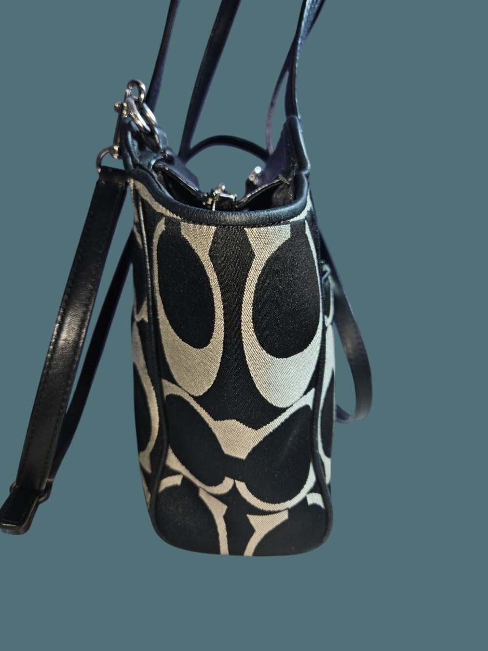 Coach Taylor Signature Bette Black Canvas/Leather Satchel Crossbody Bag - Picture 10 of 16